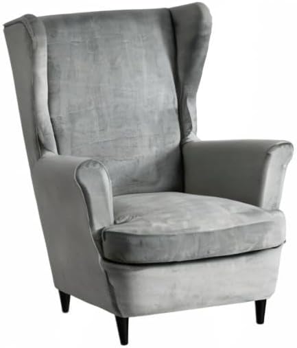 HAOYONG Velvet Wingback Armchair Covers 2-Piece Elastic Stretch Wingback Chair