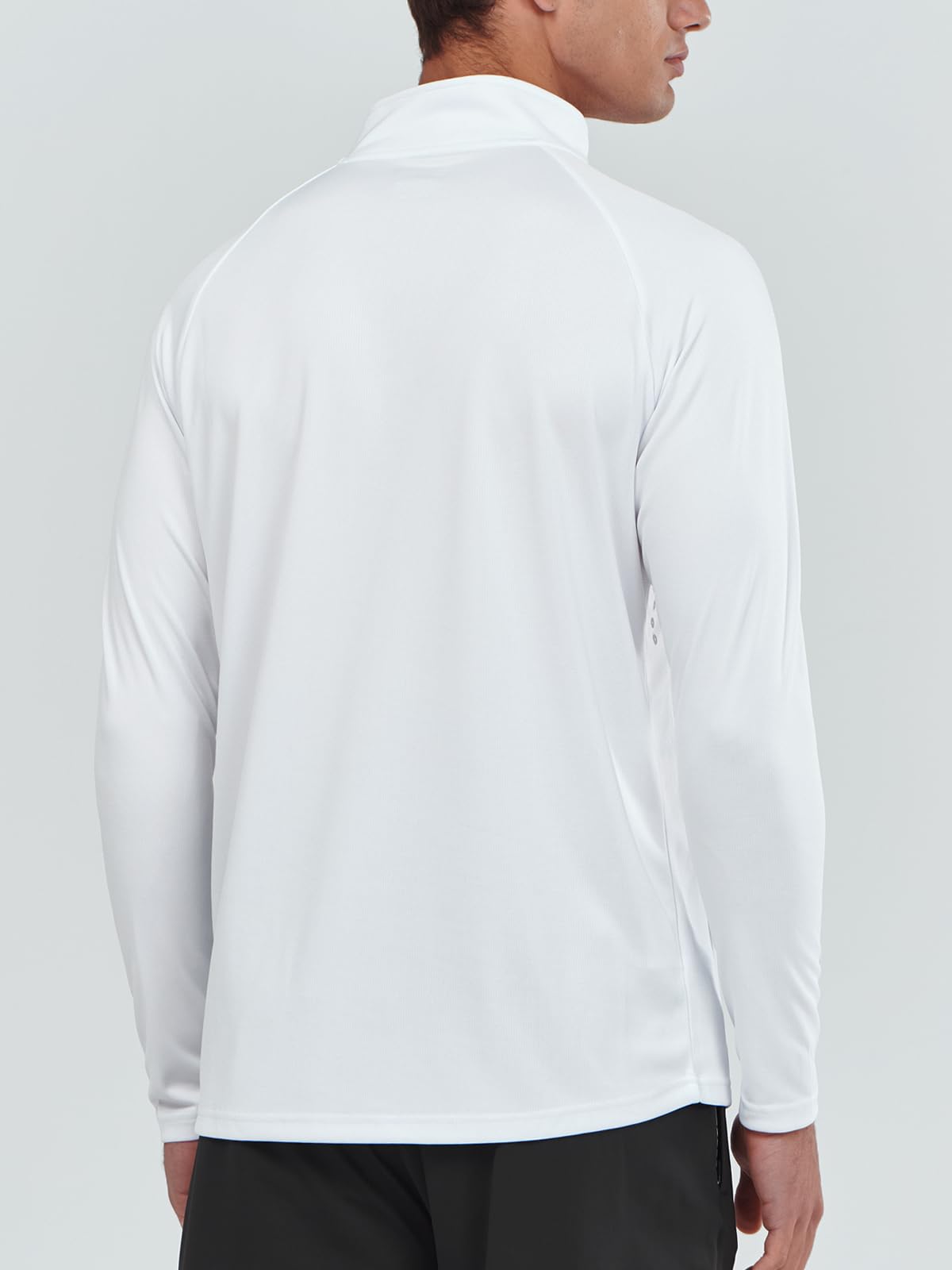 NORTHYARD Men's Running Shirt Long Sleeve Quarter Zip Pullover Moisture Wicking Quick Dry Athletic Workout Shirts White-XL