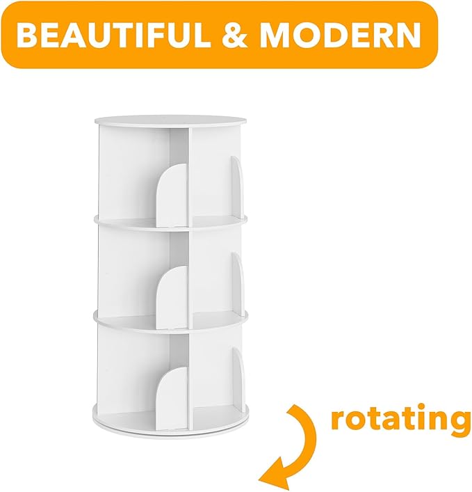 SpaceAid 3 Tier Rotating Bookshelf Tower, Spinning Bookcase Lazy Susan