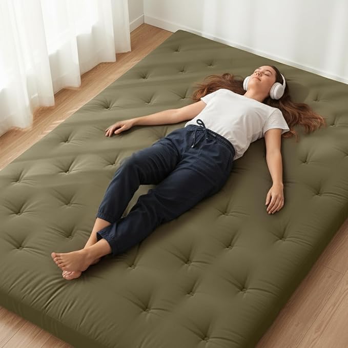 ZonLi Japanese Floor Futon Mattress Full Size 75"x 54", 100% Cotton Cover 4''