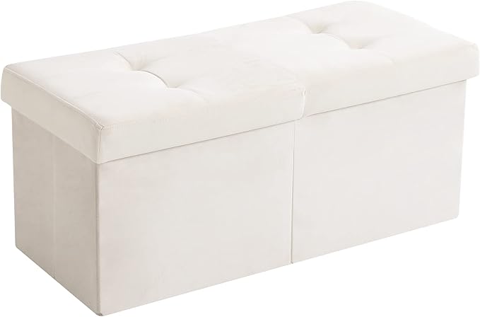 Storage Ottoman Bench Foldable Seat Footrest Shoe Bench End of Bed Storage