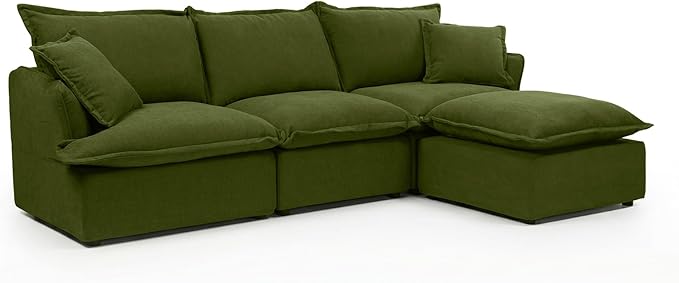 2 Seat with Ottoman L Shape Modular Sectional Couch Sofa