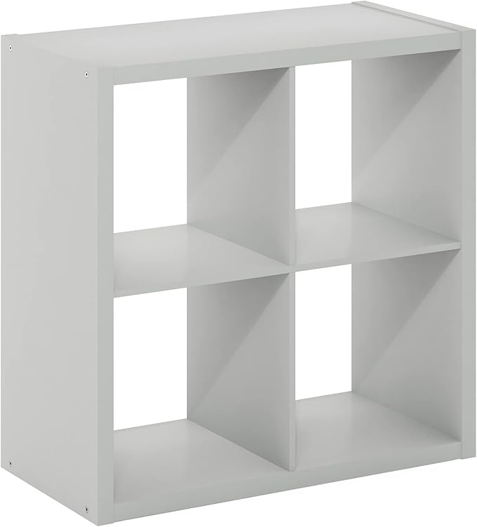 Furinno Cubicle Open Back Decorative Cube Storage Organizer, Light Grey