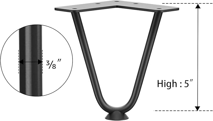 SMARTSTANDARD 5 Inch Heavy Duty Hairpin Furniture Legs, Metal Home DIY Projects