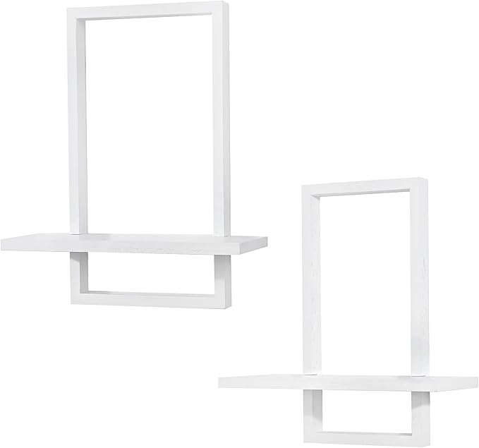 PHOENANCEE Square Wall Shelf, Framed Floating Shelves Set of 2, Decorative
