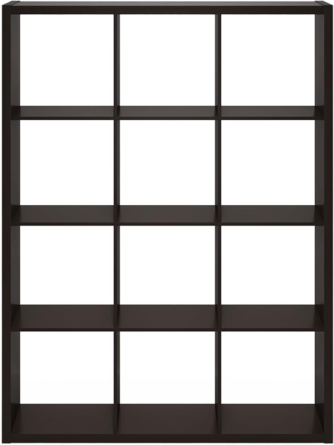 Furinno Cubicle Book Shelf, 12-Cube Bookshelf, Extra Thick Frame Reversible