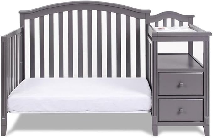 Pemberly Row 4-in-1 Convertible Crib and Changer, Sustainable Gray Pine Wood
