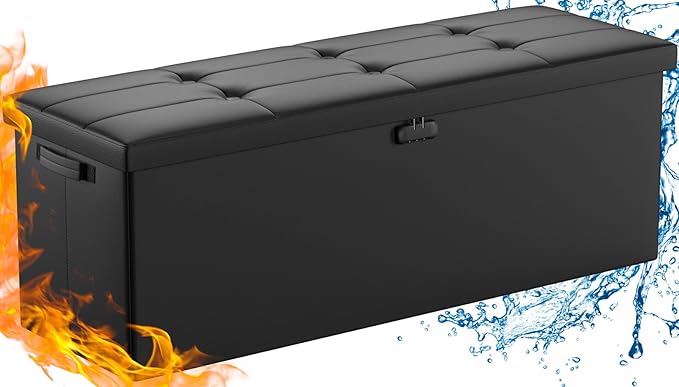 DocSafe Storage Ottoman Bench, Fireproof&Waterproof Folding Bench