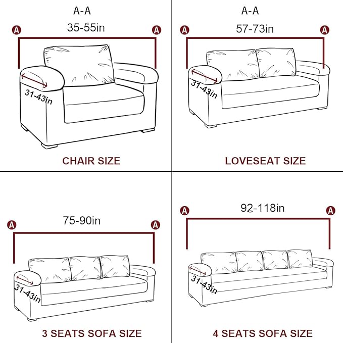 vctops 4 Seater Velvet Plush Stretch Sofa Slipcover 1-Piece Sofa Cover