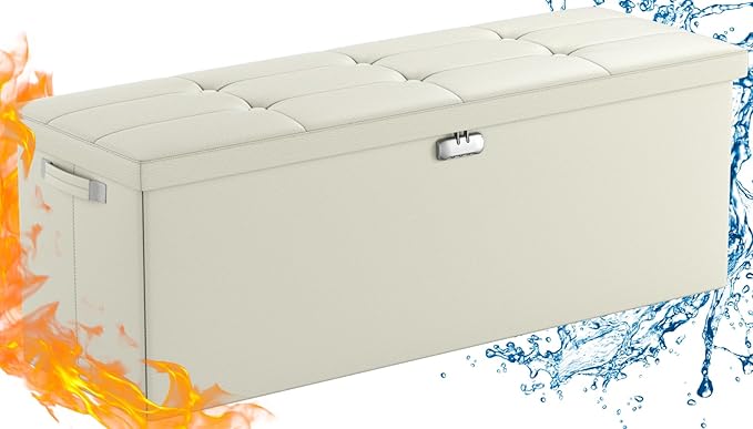 ENGPOW Storage Ottoman, Fireproof Folding Bench