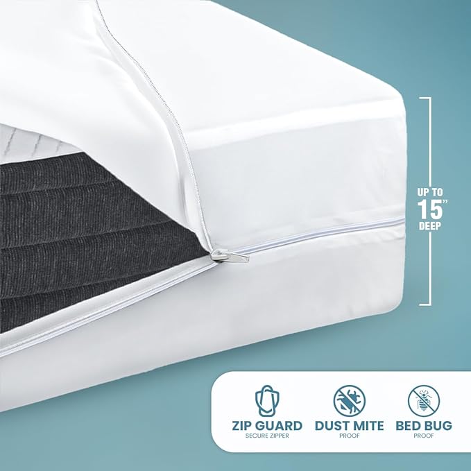 Utopia Bedding Mattress Protector Zippered Queen Size, 100% Waterproof Bed Bug
