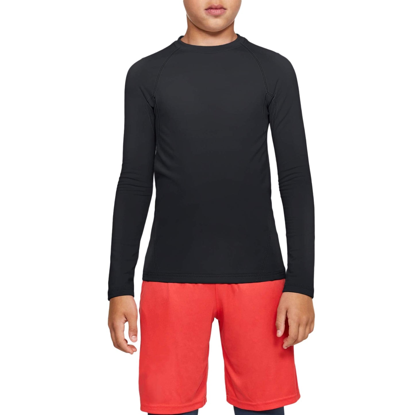 TELALEO 1 Pack Boys' Girls' Compression Shirts Youth Long Sleeve Undershirt Sports Performance Moisture Wicking Baselayer Black M