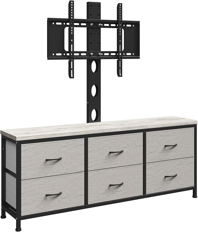 TV Stand with Mount, Fabric Dresser with 6 Drawers