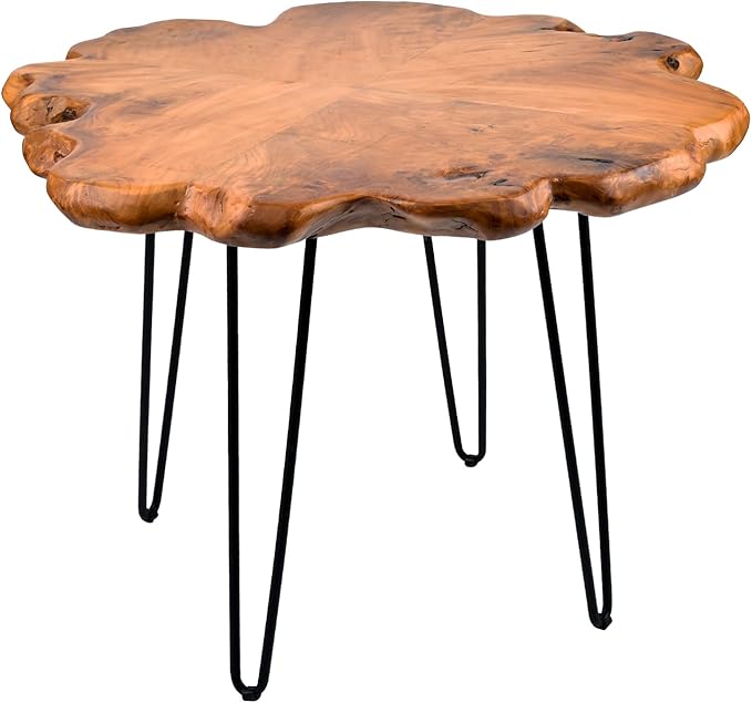 27.5 Inch Live Edge Side Table, Wood Small End Table