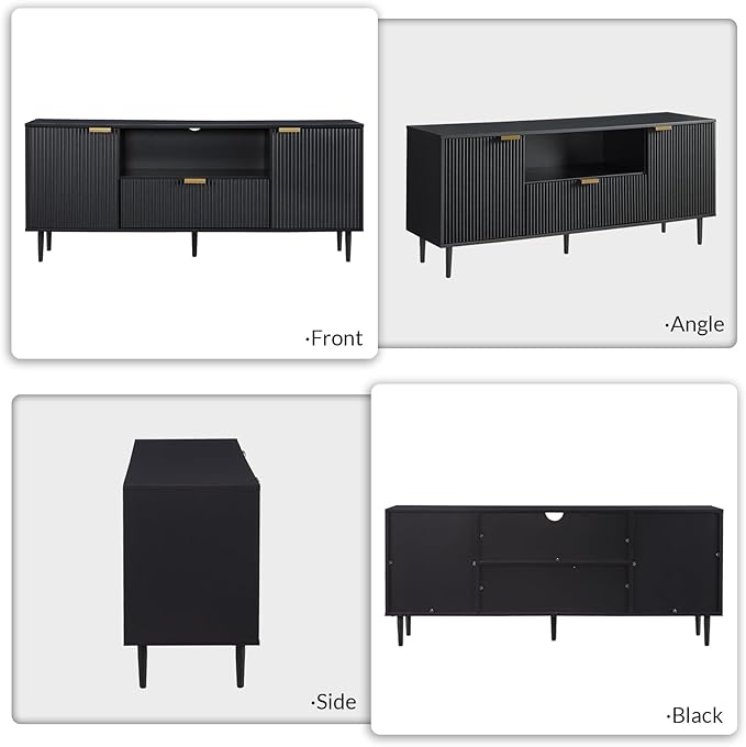 Okvnbjk Black TV Stand for 65 Inch TV, TV Consoles for Living Room, TV Stand