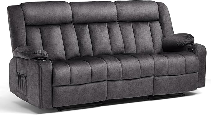 COMHOMA Manual Recliner Chair Set,Fabric Reclining Sofa Chair