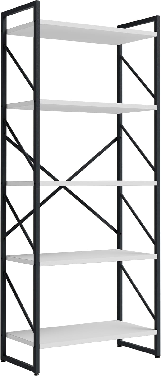 Shintenchi 5 Tiers Bookshelf, Classically Tall Bookcase Shelf, Industrial Book