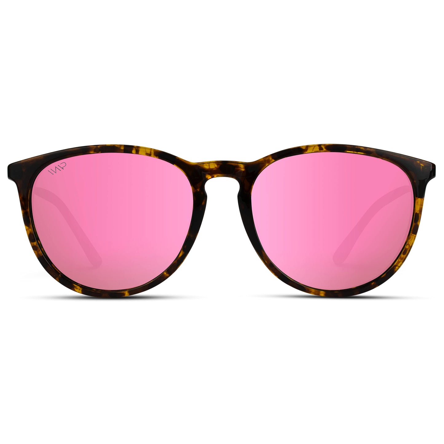 WearMe Pro Women's Round Sunglasses with Polarized UV Protection, Trendy Retro Designer Style (Tortoise Frame/Mirror Pink Lens)