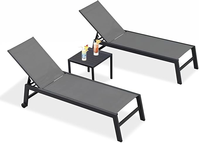 PURPLE LEAF Patio Chaise Lounge Set 4 Pieces Aluminum Outdoor Lounge Chairs