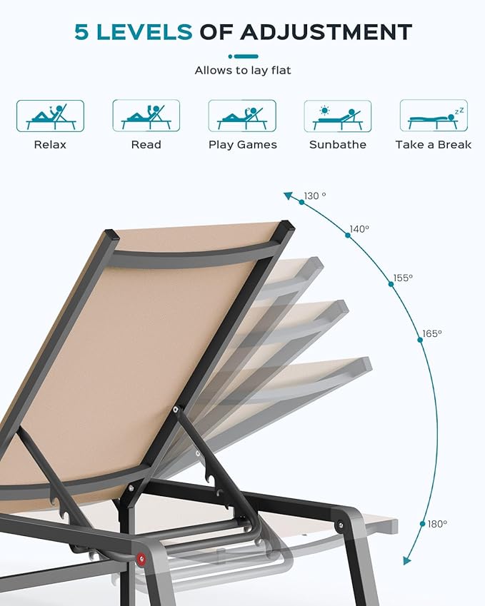 Aluminum Chaise Lounge Ourdoor