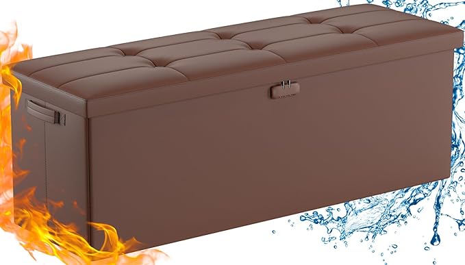 DocSafe Storage Ottoman Bench, Fireproof&Waterproof Folding Bench