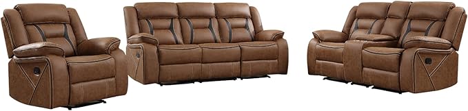 EBELLO Faux Leather Recliner Sofa Furniture Set