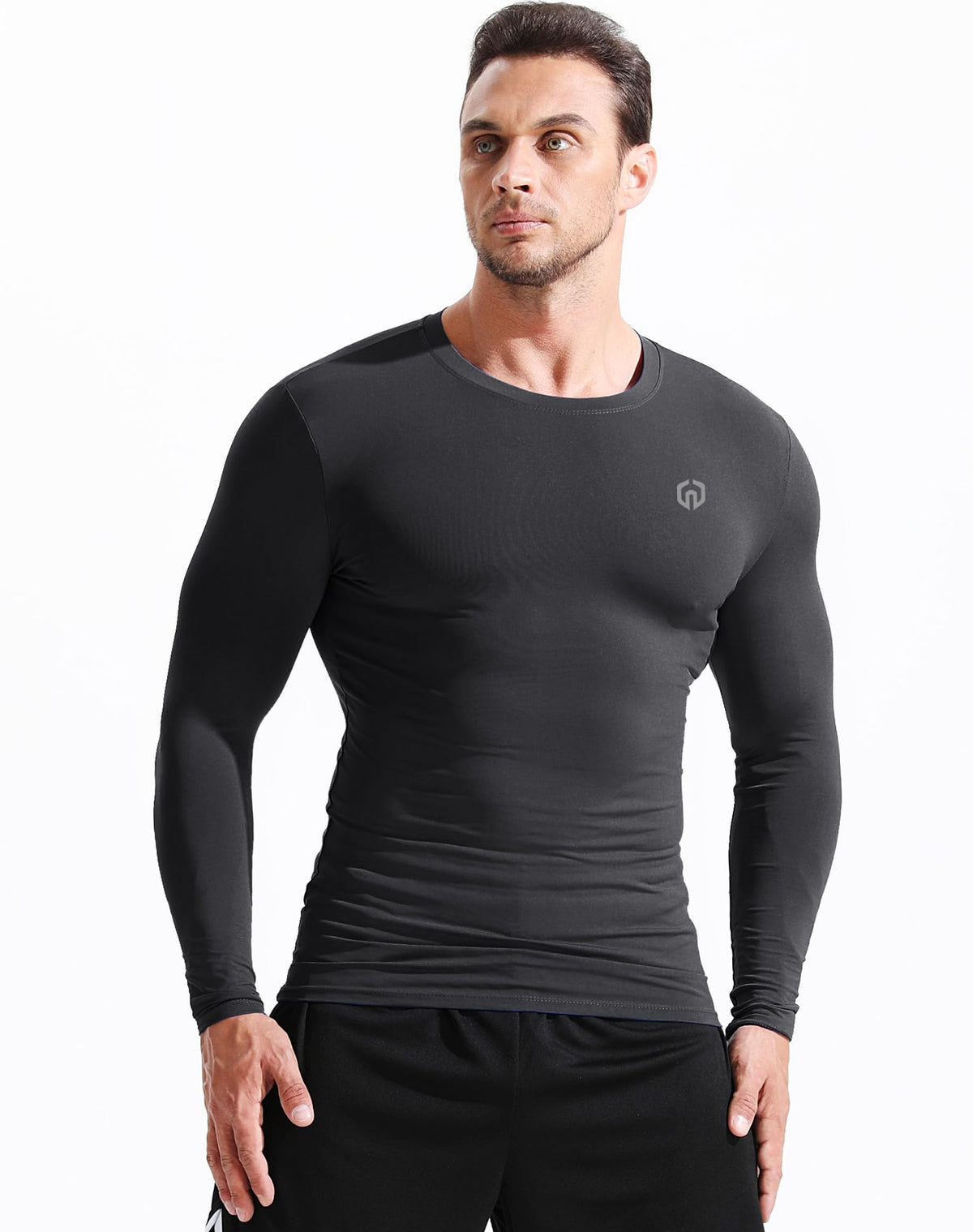 NELEUS Men's 3 Pack Workout Athletic Shirt Long Sleeve Compression Shirts,5020 Black/Grey/White,XL