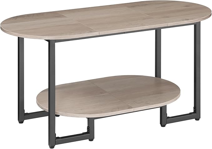 HOOBRO Coffee Table for Living Room, Oval Small Coffee Table