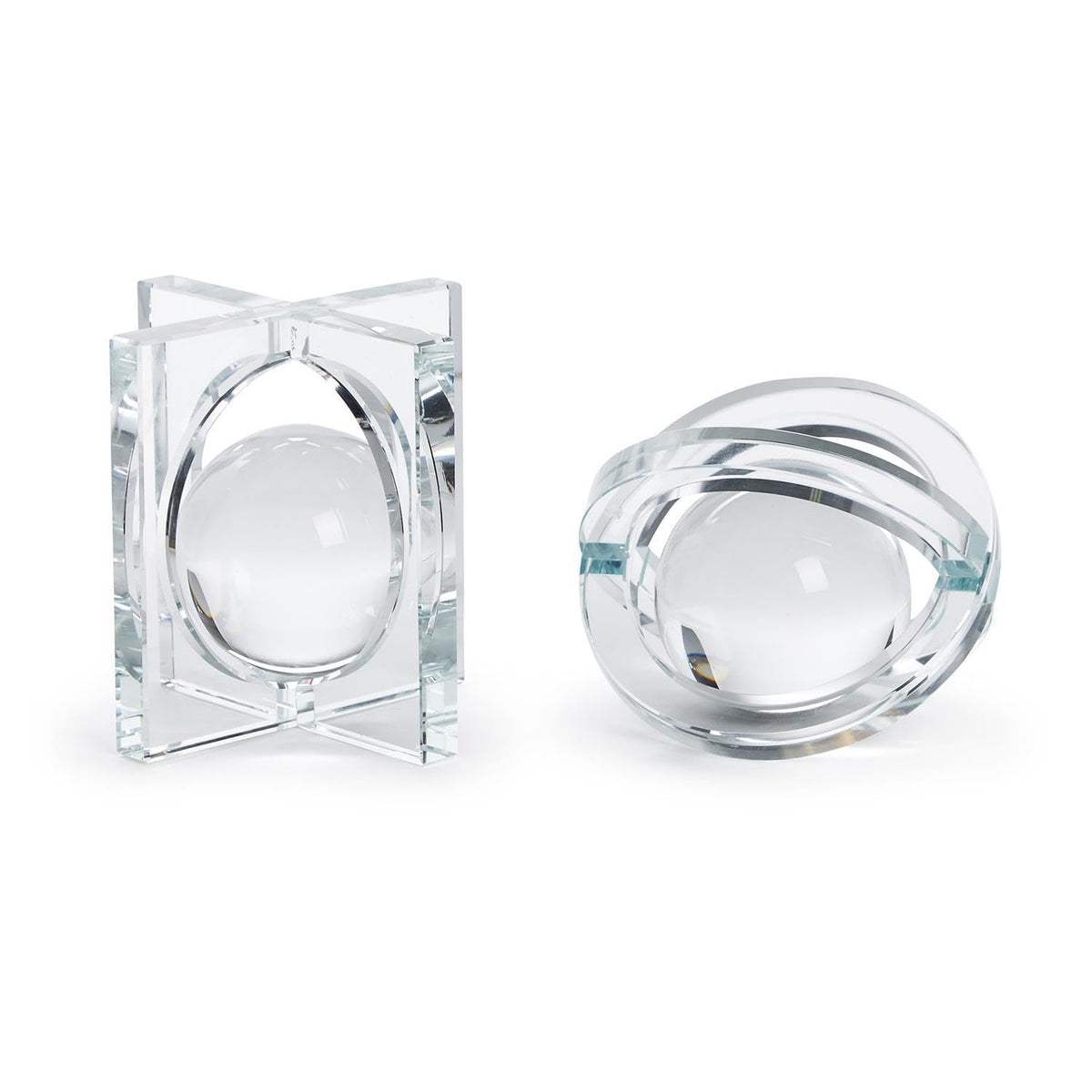 Two's Company Galaxy Crystal Paperweight Sculpture, Set of 2, Includes 2 Designs, Crystal Clear Glass, 5-inches Height