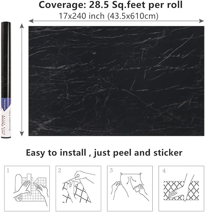 Arthome WALL DECOR Marble Contact Paper, Peel and Stick Wallpaper, Self