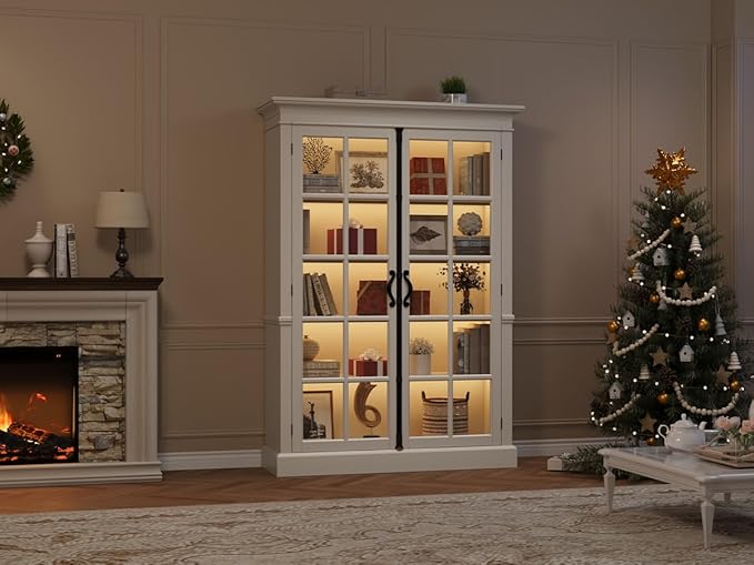 QUW Modern 65" Display Cabinet, 5-Tier Bookcase