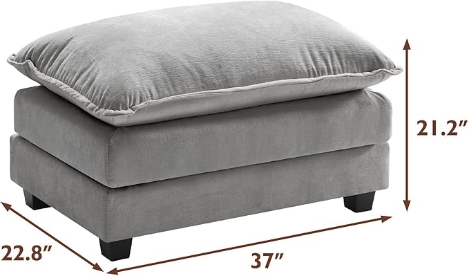 Ihanherry Ottoman for Modular Sectional Cloud Couch, Chenille Deep Seat Sofa
