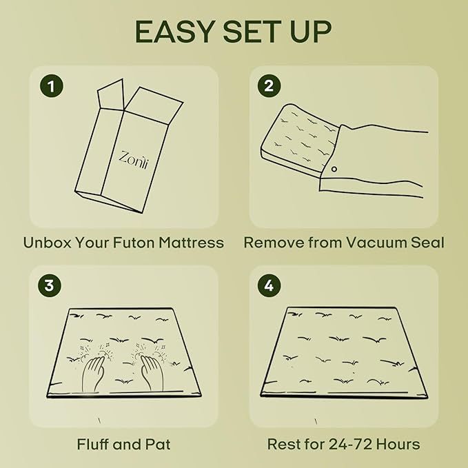 ZonLi Japanese Floor Futon Mattress Full Size 80"x 54", 100% Cotton Cover 2.5''