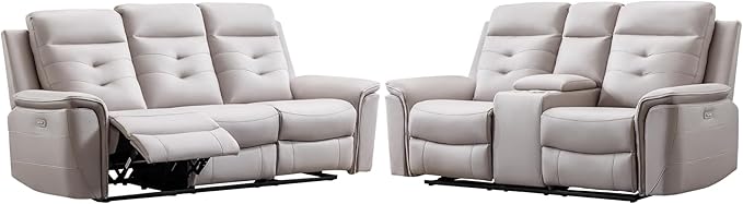 ANJ 2-Piece Faux Leather Power Recliner Sofa Set