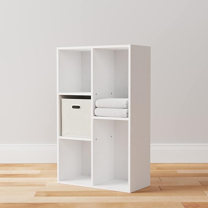 Amazon Basics 5 Cube Storage Organizer Bookcase, Sturdy Shelves