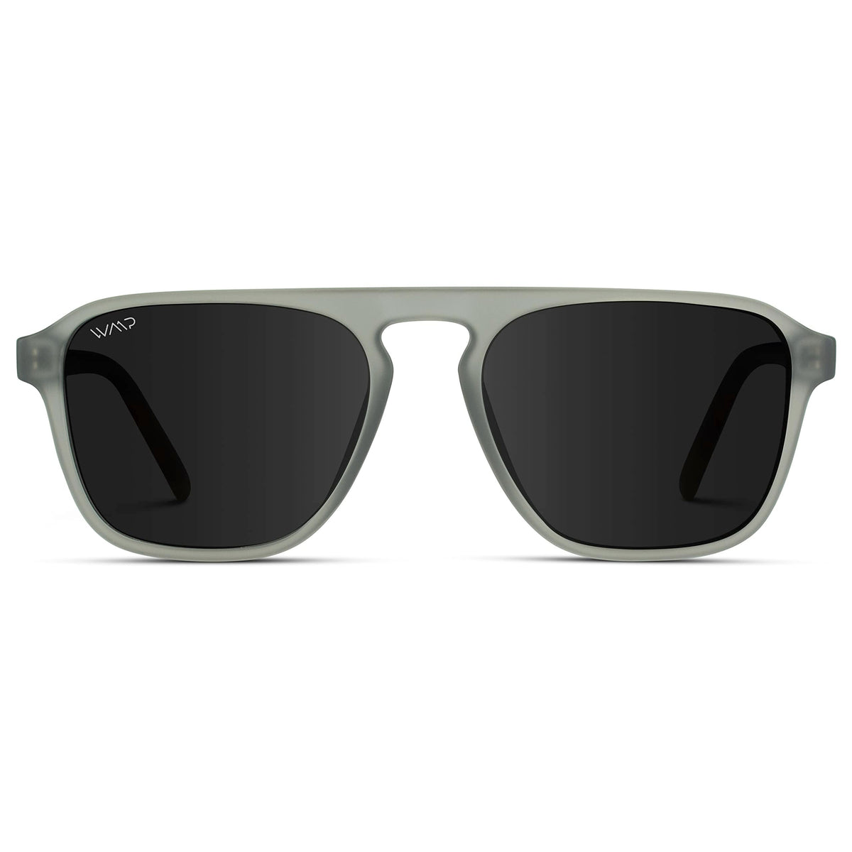 WearMe Pro Polarized Aviator One-Bridge Modern Square Mens Sunglasses (Moon Rock Grey/Black Lens)