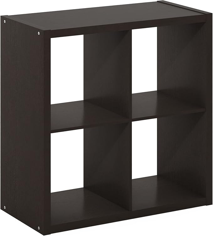 Furinno CUBICLE Book Shelf, 4-Cube Bookshelf, Extra Thick Frame Reversible
