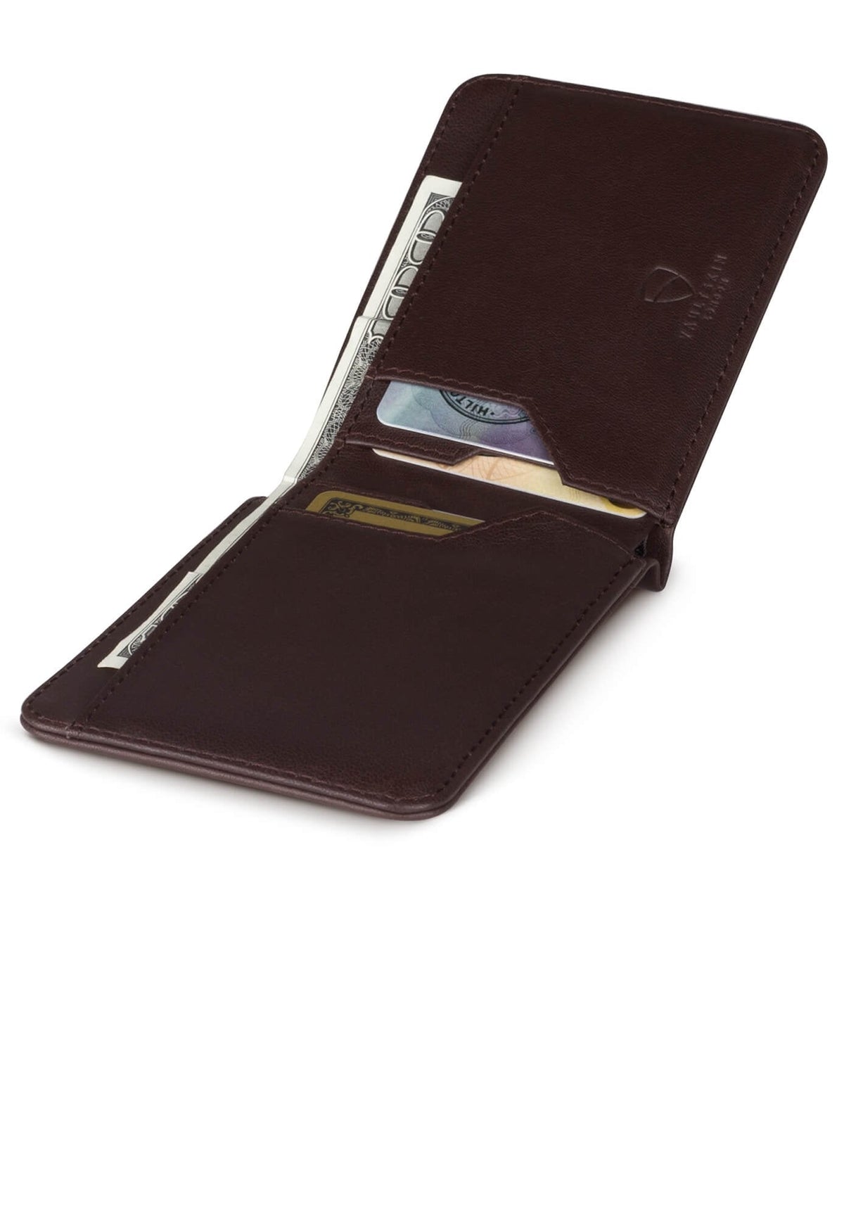 Vaultskin MANHATTAN Slim RFID Blocking Bifold Leather Wallet for Men - Minimalist Front Pocket Card Holder, Holds 9 Cards & Cash, Premium Italian Leather (Brown)