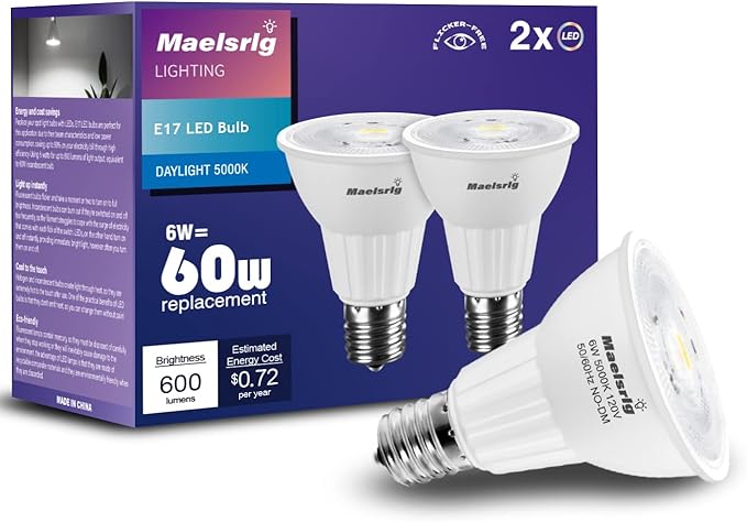 Maelsrlg E17 LED Bulb 6W, Intermediate Base Spotlight Bulb, Daylight White 5000K