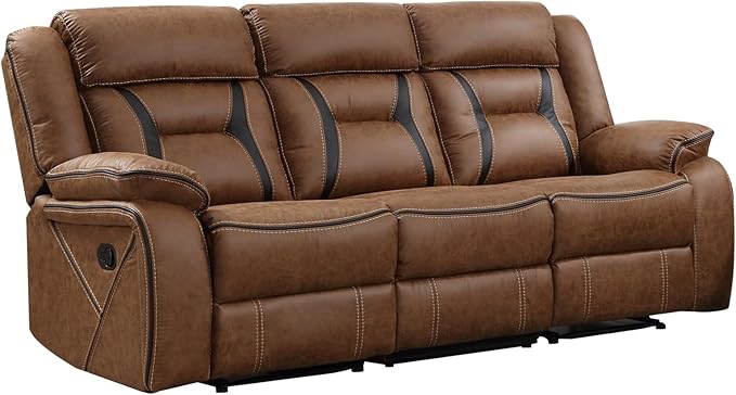 EBELLO Faux Leather Manual Reclining Sofa, 3 Seat Recliner Sofa Chair, Couch
