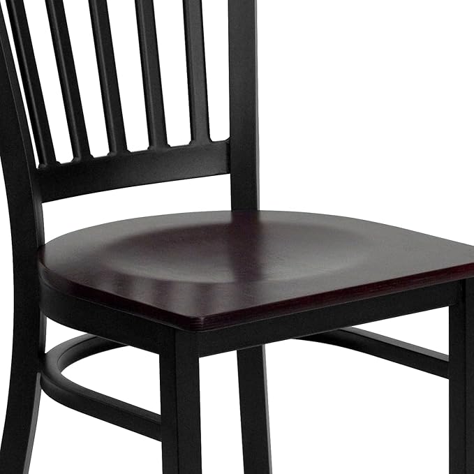 Flash Furniture 2 Pk. HERCULES Series Black Vertical Back Metal Restaurant Chair
