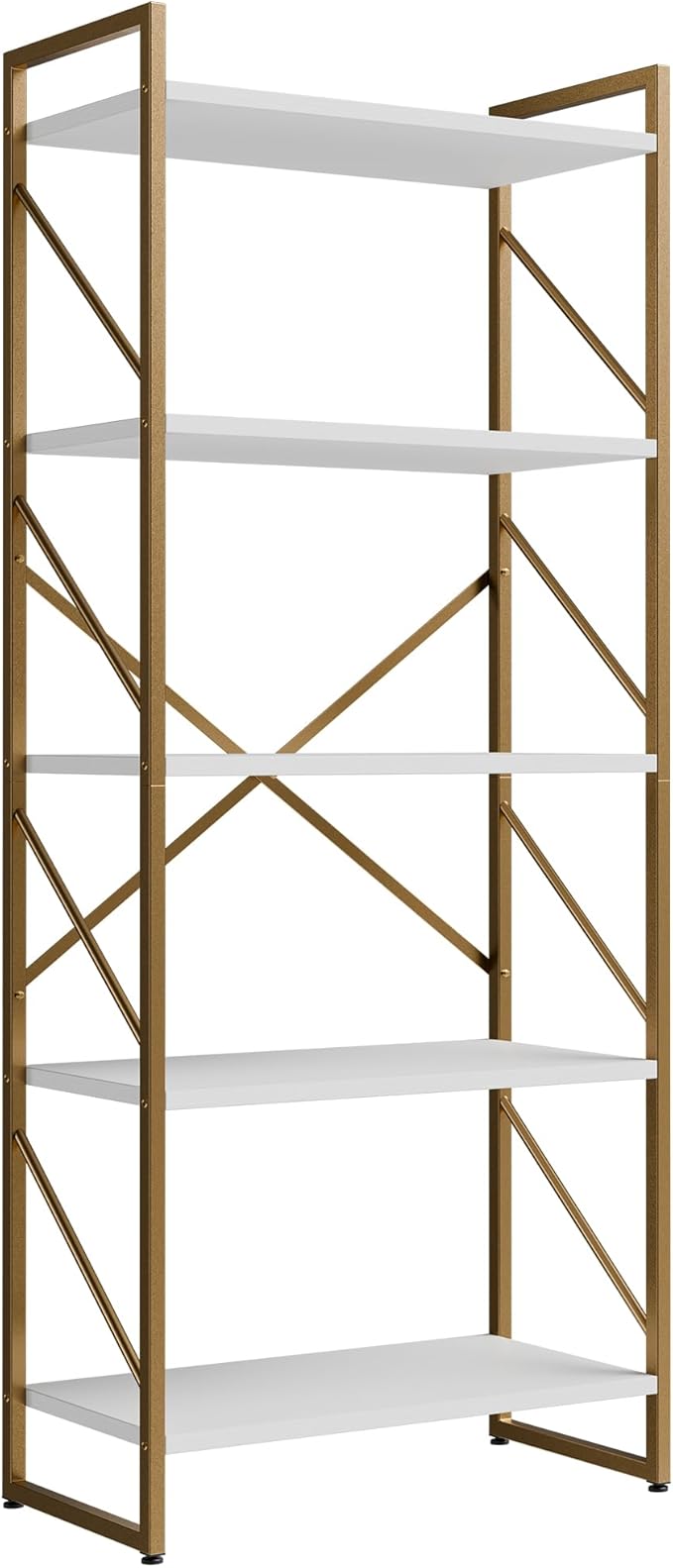 Shintenchi 2 Pieces 5 Tiers Bookshelf, Classically Tall Bookcase Shelf
