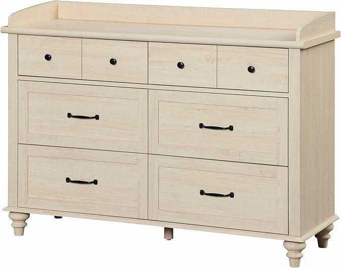 WAMPAT 6 Drawers Dresser for Bedroom, Elegant Wooden Chest of Drawers Kids