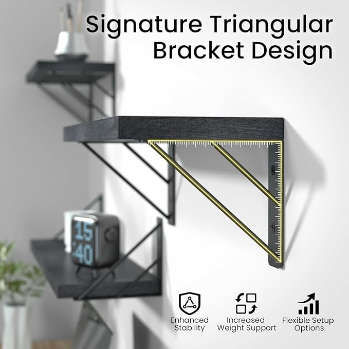 BAYKA Wall Mounted Floating Shelves, Wood Floating Wall Shelf