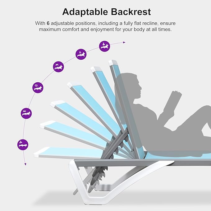 PURPLE LEAF Patio Chaise Lounge Chair Set Outside Aluminum Plastic Stackable