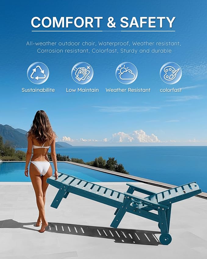 Patio Chaise Lounge Chair Set of 4, Oversize Lounge Chairs