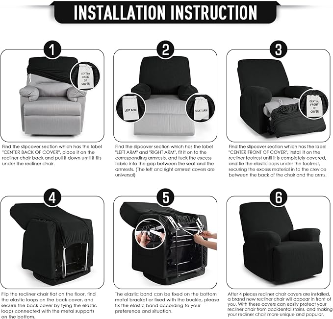 TAOCOCO Recliner Cover 4-Pieces, Recliner Stretch Sofa Slipcover, Recliner