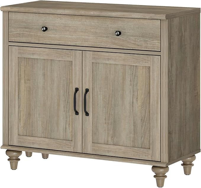 WAMPAT Farmhouse TV Stand for TVs Up to 43 inch, Wood Universal TV Stand