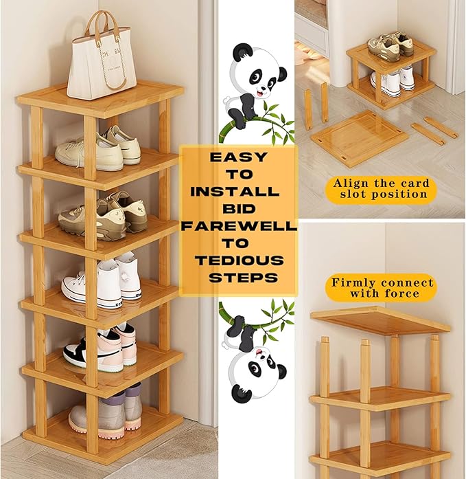 Bamboo Shoe Rack 12 Tier- Vertical Shoe Rack