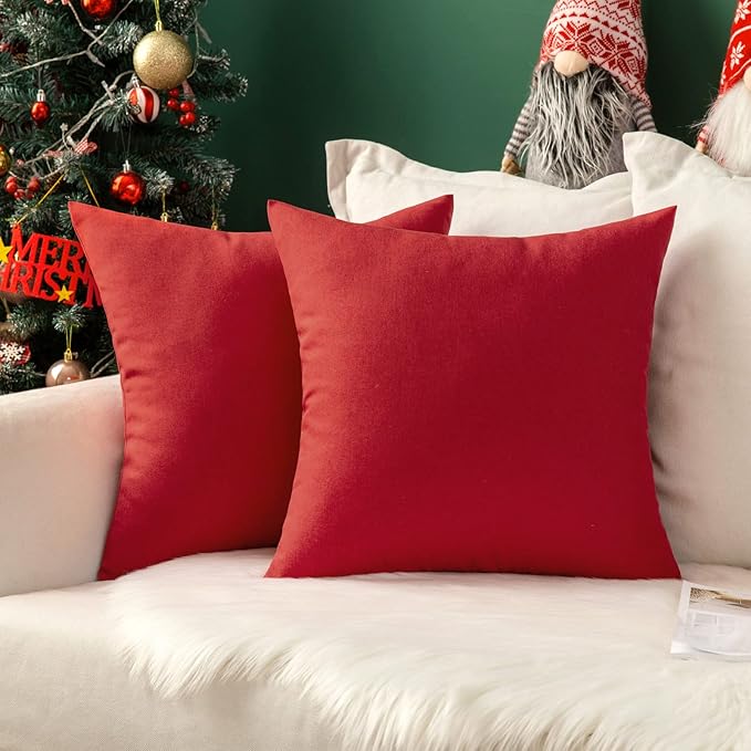 MIULEE Pack of 2 Decorative Outdoor Solid Waterproof Throw Pillow Covers Faux